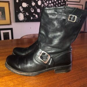 Frye Black Leather Buckle Boots - Size 7
